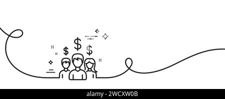 Line-Symbol für Geschäftsnetzwerk. Dollarzeichen. Durchgehende Linie mit Wellung. Vektor Stock Vektor