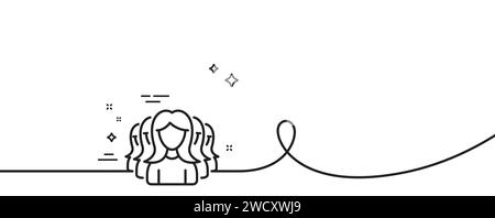 Line-Symbol für Frauengruppe. Teamwork-Zeichen. Durchgehende Linie mit Wellung. Vektor Stock Vektor
