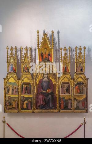 Biographischer gotischer Altar der Heiligen Lucia, von Barnabas von Modena. 14. Jahrhundert. Diözesanmuseum in der Kathedrale der Stadt Murcia, Spanien. Stockfoto