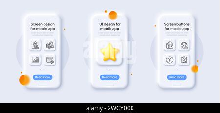 Symbolpakete für globale Geschäfte, Geldwechsel und Berichtszeilen. Für Web-App. 3D-Modelle für Telefone. Vektor Stock Vektor