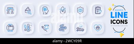 Stresssymbole, Augenschutz und Lounger Line für die Web-App. Piktogramsymbol. Vektor Stock Vektor