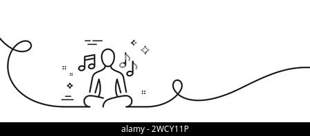 Symbol für Yoga-Musiklinie. Meditationspositionszeichen. Durchgehende Linie mit Wellung. Vektor Stock Vektor
