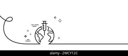 Symbol für Pandemie-Impfstofflinie. Corona-Spritzenzeichen. Durchgehende Linie mit Wellung. Vektor Stock Vektor
