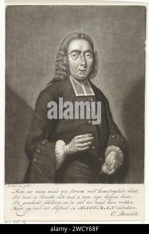 Porträt des Pfarrers Henricus Hageman, Pieter Louw, 1743 - 1760 Druck Amsterdamer Papierstichperücke Stockfoto