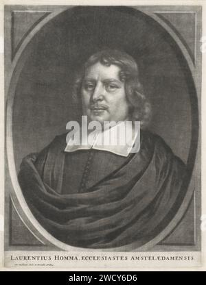 Porträt des Pfarrers Laurentius Homma, Wallerant Vaillant, Amsterdamer Papier 1673 gedruckt Stockfoto