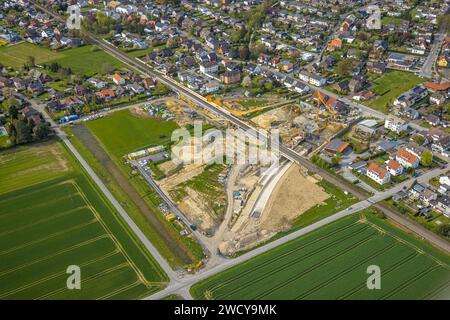 Luftansicht, geplanter Halt in Westtünnen, Baustelle am Südfeldweg und von-Thünen-Straße für die zukünftige Bahnhaltestelle, Bezirk Rhynern, Hamm, R Stockfoto