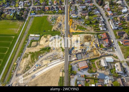 Luftansicht, geplanter Halt in Westtünnen, Baustelle am Südfeldweg und von-Thünen-Straße für die zukünftige Bahnhaltestelle, Bezirk Rhynern, Hamm, R Stockfoto