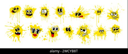Satz gelber Emoticons, isoliert auf weißem Hintergrund. Set von Flecken farbige Gesichter von Menschen. Vektorabbildung Stock Vektor