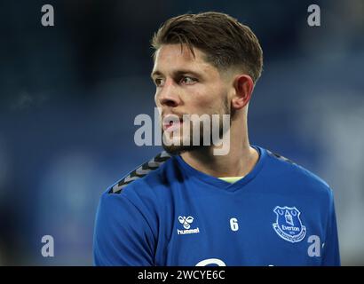 Goodison Park, Liverpool, Großbritannien. Januar 2024. FA Cup Third Round Replay Football, Everton gegen Crystal Palace; James Tarkowski von Everton Credit: Action Plus Sports/Alamy Live News Stockfoto