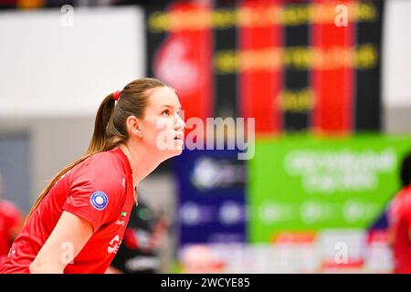 Dresden, Deutschland. Januar 2024. Pia Timmer (Dresdner SC, #1) CEV Volleyball Cup 2024, Dresdner SC vs. Viteos Neuchatel UC am 17.01.2024 in der Margon Arena Dresden Credit: dpa/Alamy Live News Stockfoto