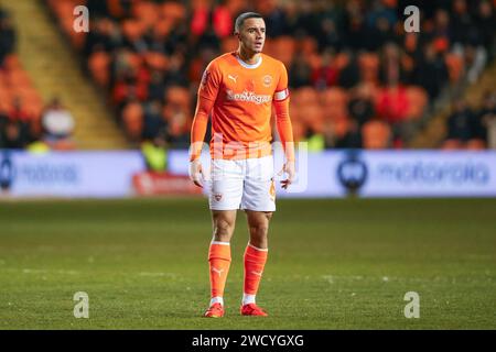 Blackpool, Großbritannien. Januar 2024. Oliver Norburn von Blackpool während des Emirates FA Cup Third Round Replay Matches Blackpool vs Nottingham Forest in der Bloomfield Road, Blackpool, Vereinigtes Königreich, 17. Januar 2024 (Foto: Gareth Evans/News Images) in Blackpool, Vereinigtes Königreich am 17. Januar 2024. (Foto: Gareth Evans/News Images/SIPA USA) Credit: SIPA USA/Alamy Live News Stockfoto