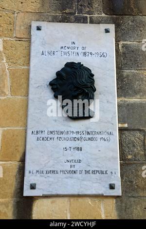 Albert-Einstein-Gedenktafel in den Upper-Barrakka-Gärten in Valletta Stockfoto