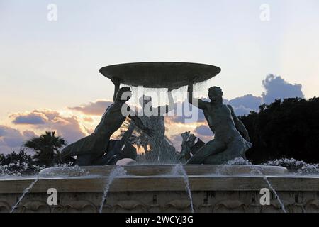 Tritons-Brunnen in Valletta Stockfoto