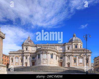 Fassade der Basilika Santa Maria Major in Rom, Italien. Stockfoto