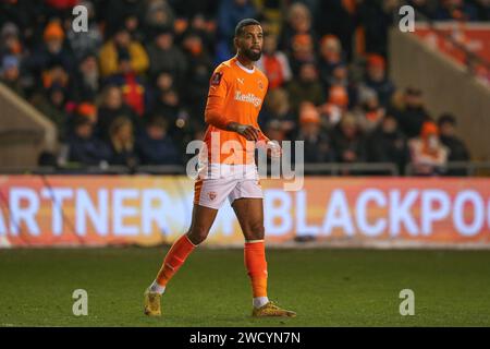 Blackpool, Großbritannien. Januar 2024. CJ Hamilton von Blackpool während des Emirates FA Cup Third Round Replay Matches Blackpool vs Nottingham Forest in der Bloomfield Road, Blackpool, Vereinigtes Königreich, 17. Januar 2024 (Foto: Gareth Evans/News Images) in Blackpool, Vereinigtes Königreich am 17. Januar 2024. (Foto: Gareth Evans/News Images/SIPA USA) Credit: SIPA USA/Alamy Live News Stockfoto