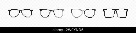 Pixelbrille mit schwarzem Rahmen Stock Vektor