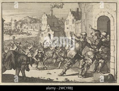 Riot in Vienna als Ergebnis antisemitischer Aktionen, 1617, Caspar Luyken, 1698 Printdrucker: Amsterdampublisher: Leiden Paper Radiching / Letterpress Printing Street-Fights, Riots Vienna Stockfoto