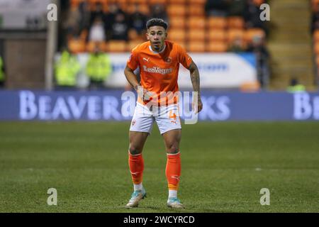 Blackpool, Großbritannien. Januar 2024. Jordan Lawrence-Gabriel von Blackpool während des Emirates FA Cup Third Round Replay Match Blackpool vs Nottingham Forest in der Bloomfield Road, Blackpool, Vereinigtes Königreich, 17. Januar 2024 (Foto: Gareth Evans/News Images) in Blackpool, Vereinigtes Königreich am 17. Januar 2024. (Foto: Gareth Evans/News Images/SIPA USA) Credit: SIPA USA/Alamy Live News Stockfoto