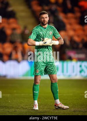 Blackpool-Torhüter Richard O'Donnell während der dritten Runde des Emirates FA Cups in der Bloomfield Road, Blackpool. Bilddatum: Mittwoch, 17. Januar 2024. Stockfoto