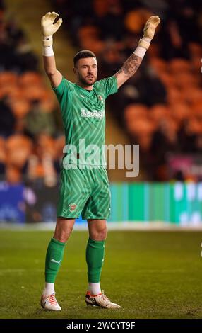 Blackpool-Torhüter Richard O'Donnell während der dritten Runde des Emirates FA Cups in der Bloomfield Road, Blackpool. Bilddatum: Mittwoch, 17. Januar 2024. Stockfoto