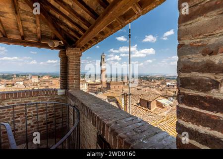 Siena, Italien - 26. Juli 2023: Das Stadtbild von Siena im Herzen der Toskana Stockfoto