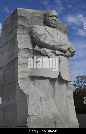 Eine kraftvolle Darstellung von Dr. Martin Luther King, Jr., geformt aus Granit von Lei Yixin im West Potomac Park, Washington DC Stockfoto