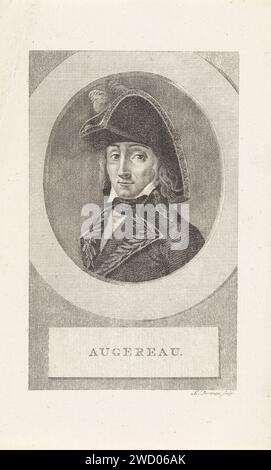 Porträt von Pierre Francois Charles Augereau, Marschall von Frankreich, Ludwig Gottlieb Portman, 1807 gedrucktes Amsterdamer Papier Stockfoto