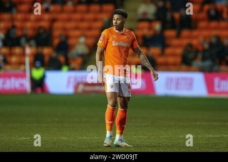 Blackpool, Großbritannien. Januar 2024. Jordan Lawrence-Gabriel von Blackpool während des Emirates FA Cup Third Round Replay Match Blackpool vs Nottingham Forest in der Bloomfield Road, Blackpool, Vereinigtes Königreich, 17. Januar 2024 (Foto: Gareth Evans/News Images) in Blackpool, Vereinigtes Königreich am 17. Januar 2024. (Foto: Gareth Evans/News Images/SIPA USA) Credit: SIPA USA/Alamy Live News Stockfoto
