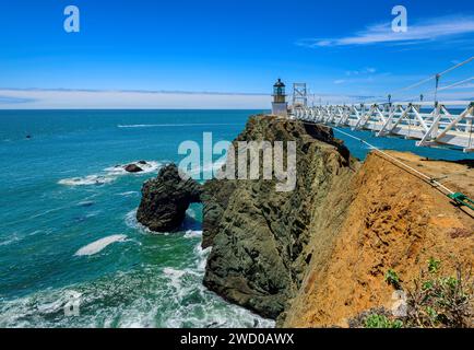 Point Bonita Lighthouse auf dem Felsen in San Francisco, Kalifornien Stockfoto