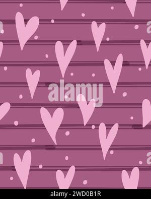 Nahtloses Muster für Linien und Herzen. Kann für Tapeten, Musterfüllungen, Textilien, Hintergrund, verwendet werden. Vektorabbildung Stock Vektor