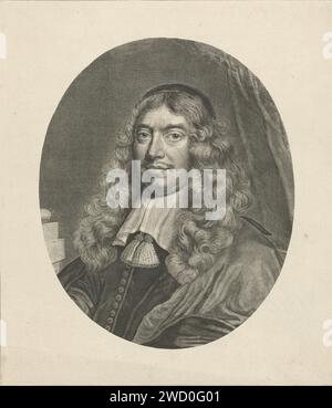 Porträt von Gillis Valckenier im Alter von 50 Jahren, Theodor Matham, nach Wallerant Vaillant, Druck von 1674 Buste van Gillis Valckenier, Bürgermeister von Amsterdam. Amsterdamer Papierstich historischer Personen Stockfoto