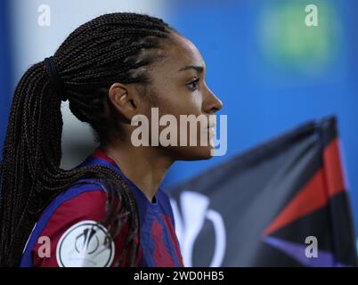 Leganes, Spanien. Januar 2024. Salma Paralluelo aus Barcelona während des Spiels Barcelona FC gegen Real Madrid FC im zweiten Halbfinale des spanischen Superpokals der Frauen im Estadio Municipal de Butarque. Quelle: Isabel Infantes/Empics/Alamy Live News Stockfoto