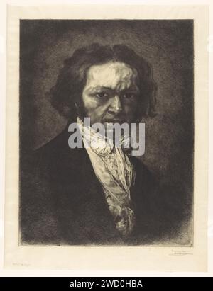 Porträt des Künstlers Francisco de Goya, Rogelio de Egusquiza, 1902 gedruckt Spanien Papier Radierung Porträt, Selbstporträt des Künstlers. Historische Personen Stockfoto