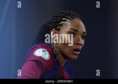 Leganes, Spanien. Januar 2024. Salma Paralluelo aus Barcelona während des Spiels Barcelona FC gegen Real Madrid FC im zweiten Halbfinale des spanischen Superpokals der Frauen im Estadio Municipal de Butarque. Quelle: Isabel Infantes/Empics/Alamy Live News Stockfoto