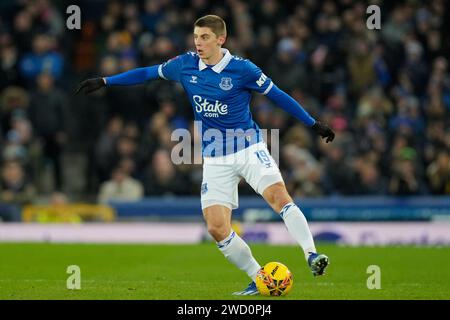 Liverpool, Großbritannien. Januar 2024. Vitaliy Mykolenko von Everton während des Emirates FA Cup Third Round Replay Match Everton vs Crystal Palace im Goodison Park, Liverpool, Vereinigtes Königreich, 17. Januar 2024 (Foto: Steve Flynn/News Images) Credit: News Images LTD/Alamy Live News Stockfoto