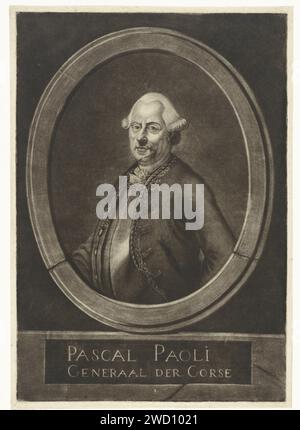 Porträt von Pascal Paoli, Rienk Jelgerhuis, 1755–1806 Druck Pascal Paoli, General und Führer der Korsen. Papier aus den nördlichen Niederlanden Stockfoto