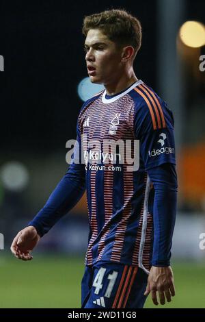 Blackpool, Großbritannien. Januar 2024. Brandon Aguilera von Nottingham Forest während des dritten Runde Replay Matches Blackpool vs Nottingham Forest in der Bloomfield Road, Blackpool, Vereinigtes Königreich, 17. Januar 2024 (Foto: Gareth Evans/News Images) in Blackpool, Vereinigtes Königreich am 17. Januar 2024. (Foto: Gareth Evans/News Images/SIPA USA) Credit: SIPA USA/Alamy Live News Stockfoto