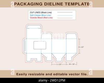 Große Geschenkbox Mit Fenster Dieline Vorlage, Vektordatei Stock Vektor