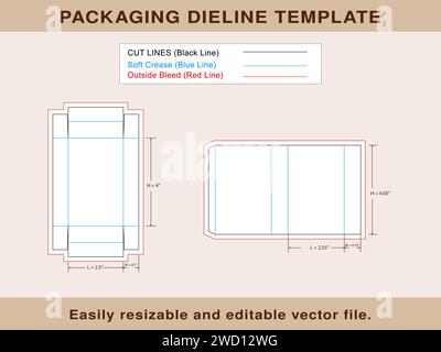 Match Box, Schubladenfeld, Schieberahmen, Dieline Template, Vektordatei Stock Vektor