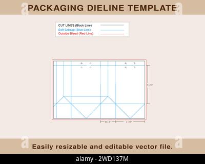 Geschenkbox Mit Griffen, Dieline-Vorlage, Vektordatei Stock Vektor