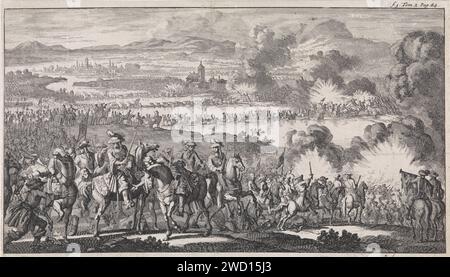 Battle of the Boyne, 1690, Jan Luyken, 1703 Print oben rechts markiert: F.3. Tom. 2. S. 84. Amsterdam Papierätzung Schlacht (+ Landstreitkräfte) Boyne Stockfoto