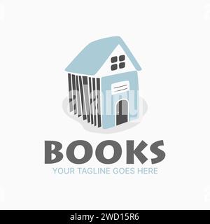 Logo Design Grafikkonzept kreative abstrakte Premium Vektor Vorrat einzigartiges Haus Haus mit gelesenen Büchern. Im Zusammenhang mit der Grundstücksbildung Lernort Stock Vektor