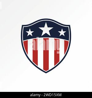 Logo Design Grafikkonzept kreatives Premium abstraktes Zeichen Symbol Vektor Stock Schild Führer Sicherheit amerikanische Flagge. Verwandt mit dem Nationalstaat der Armee Stock Vektor