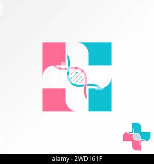 Logo Design Grafik Konzept kreatives abstraktes Premium Vektor Stock Kreuz negative Raum mit DNA Struktur im Inneren bezogen auf Notfall Gesundheit Krankenhaus Stock Vektor