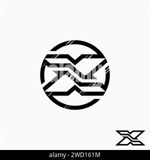 Logo Design Grafikkonzept kreative Premium Vektormaterial Anfangsbuchstabe X Schriftart geschnitten Top-down Flip-Kreis Linie. In Bezug auf das Monogramm-Typografie-Branding Stock Vektor