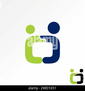 Logo Design Grafikkonzept kreative Premium abstrakte Vektor Stock Letter Initial O oder CC Schriftart umarmen Mensch. Bezieht sich auf Monogramm Typographie Connect Stock Vektor