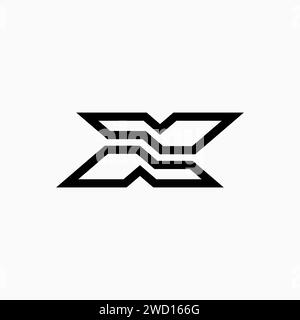 Logo-Design Grafikkonzept kreatives Premium-Vektor-Stock-Symbol Anfangsbuchstabe X Schriftart oben nach unten ausklappbare Linie geschnitten. Verwandtes Monogramm-Typografie-Branding Stock Vektor