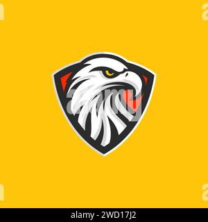 Retro-Adlerkopf-Logo-Emblem-Vektor-Illustration. Vintage-Tiermaskottchen professionelle Firmenmarke. Stock Vektor