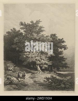 Figuren am Waldrand, Remigius Adrianus Haanen, 1850 Druck Österreich Papier Ätzen Landschaften (+ Landschaft mit Figuren, Personal) Stockfoto