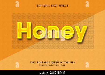 Flüssiger, bearbeitbarer 3D-Texteffekt mit Honigtext Stock Vektor